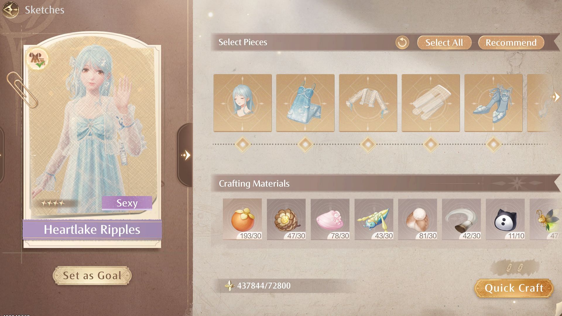 The outfit can be crafted after collecting all the items necessary (Image via Sportskeeda Gaming/Infold Games)